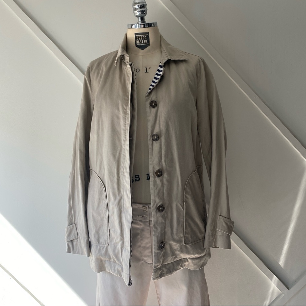 Splendid Linen Blend Pea Coat XS Beige | Coastal Quiet Luxury Lightweight Jacket